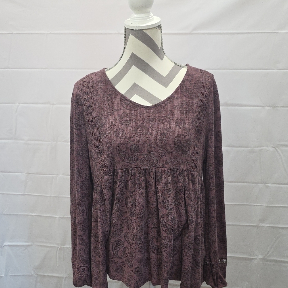 Como Vintage Purple Peplum Blouse Relaxed Fit